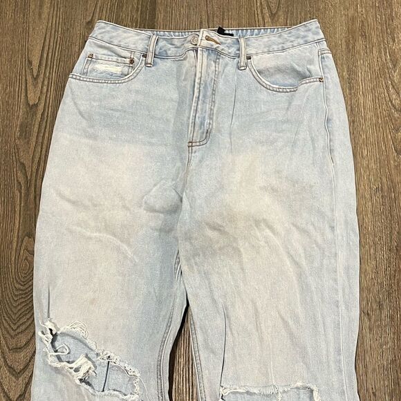 AFRM Jeans Oden Flared Leg High Waisted Distressed Denim Light Wash Size 31 - Picture 3 of 9